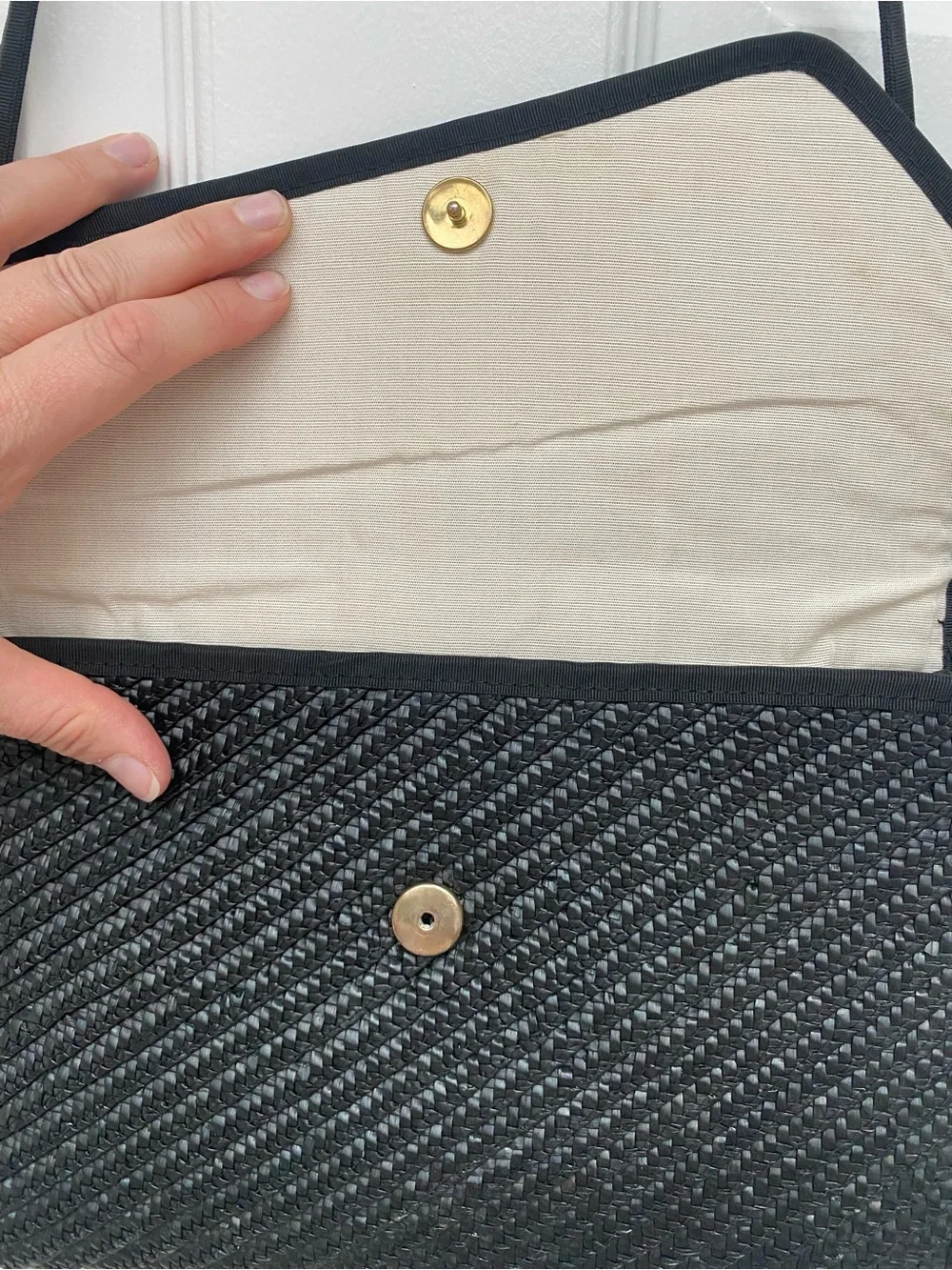 Mid Century Modern (MCM) Black Woven Envelope Crossbody Clutch